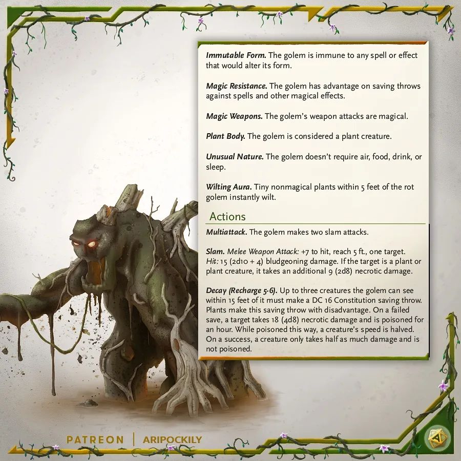 More info of the rot golem